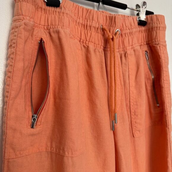 Athleta Womens 12 Cabo Linen Jogger in Orange Elastic Waistband Drawstring - Picture 4 of 10